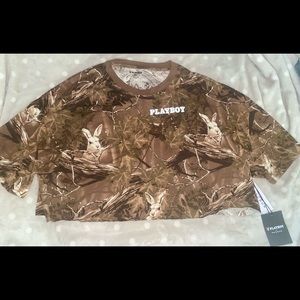 PLAYBOY By PacSun Camo Boyfriend Cropped T-Shirt